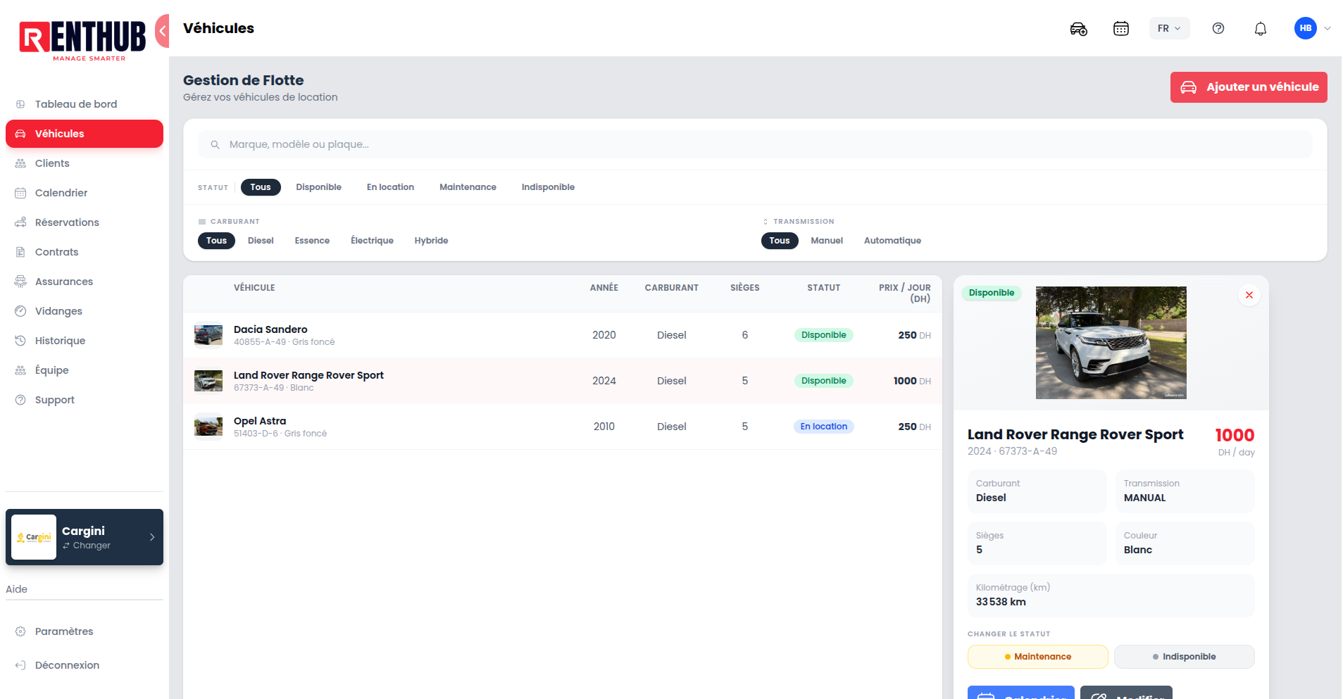 RentHub — Gestion de flotte